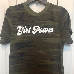 camouflage “girl power” cotton tee shirt